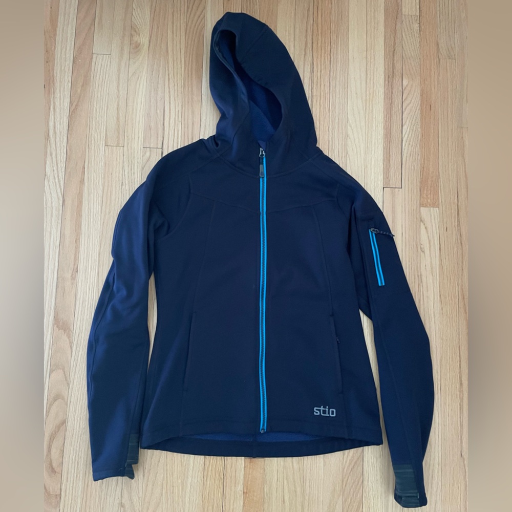 Stio Women’s Kita Fleece Hooded Jacket. Color Maritime blue. Size small.